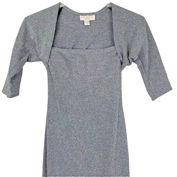 Jessica McClintock Gunne Sax Strapless Gown and Shrug Size 7 Silver Metallic - Picture 4 of 12